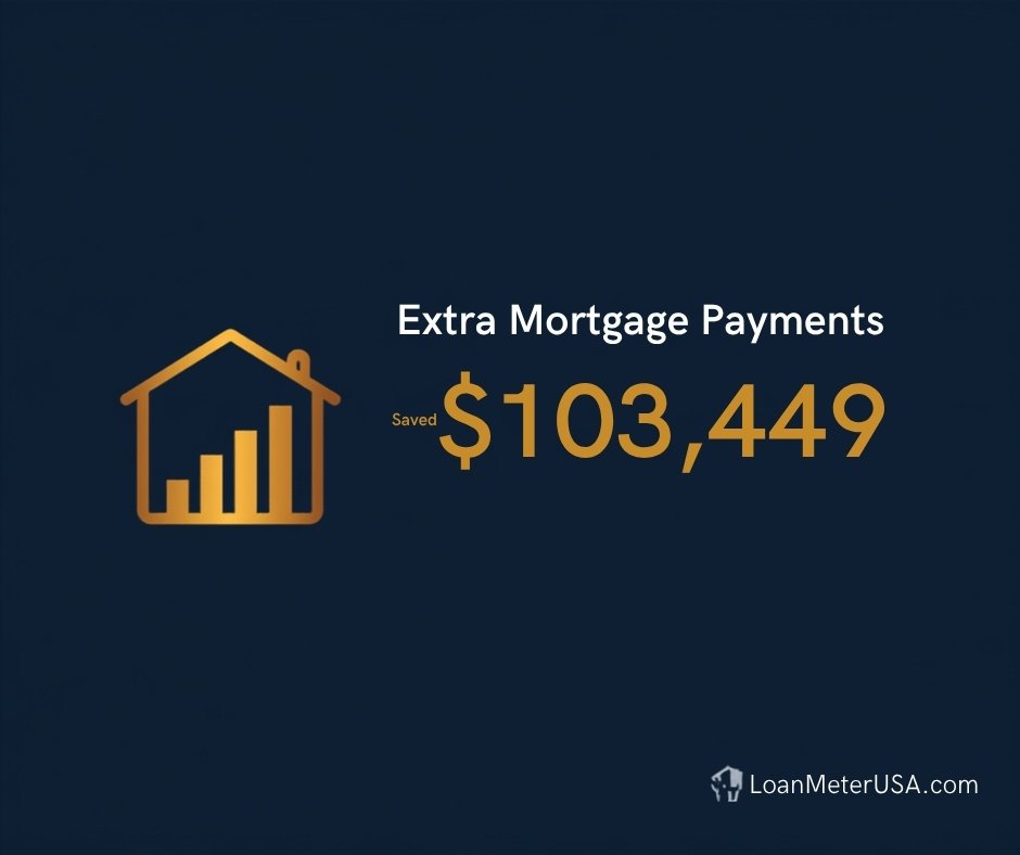 extra mortgage payments savings chart showing interest saved over loan term